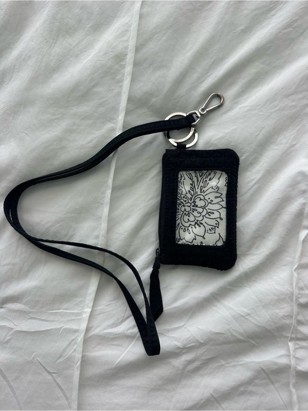 Vera Bradley Black ID Badge Lanyard with Clear Window Holder